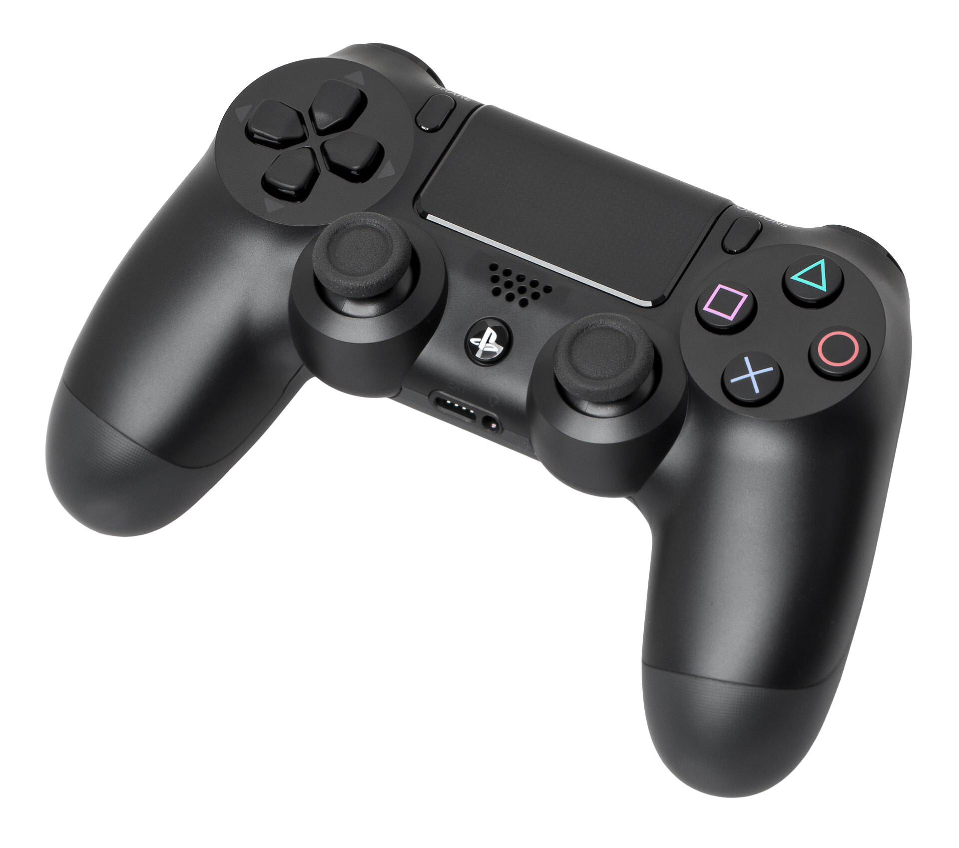 The DualShock 4 (DS4) controller made by Sony for the PlayStation 4.  It is notable for using a different form factor than previous PlayStat